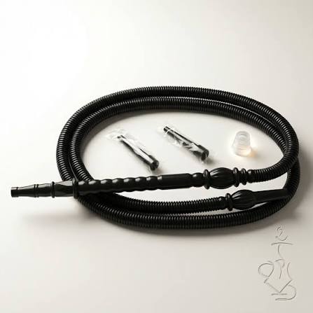 Black disposable shisha pipe with mouthpiece attachments